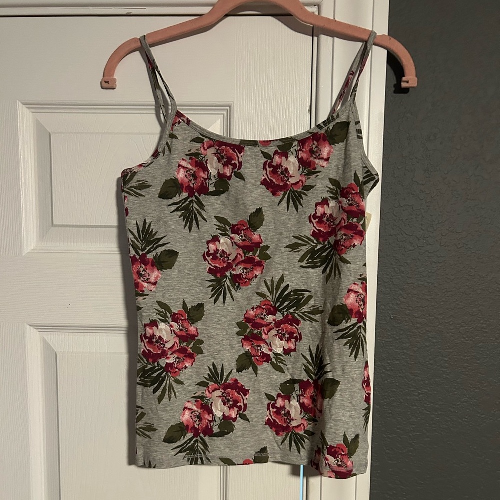 NWT Aeropostle Floral Print Women's Top - Gray and Pink